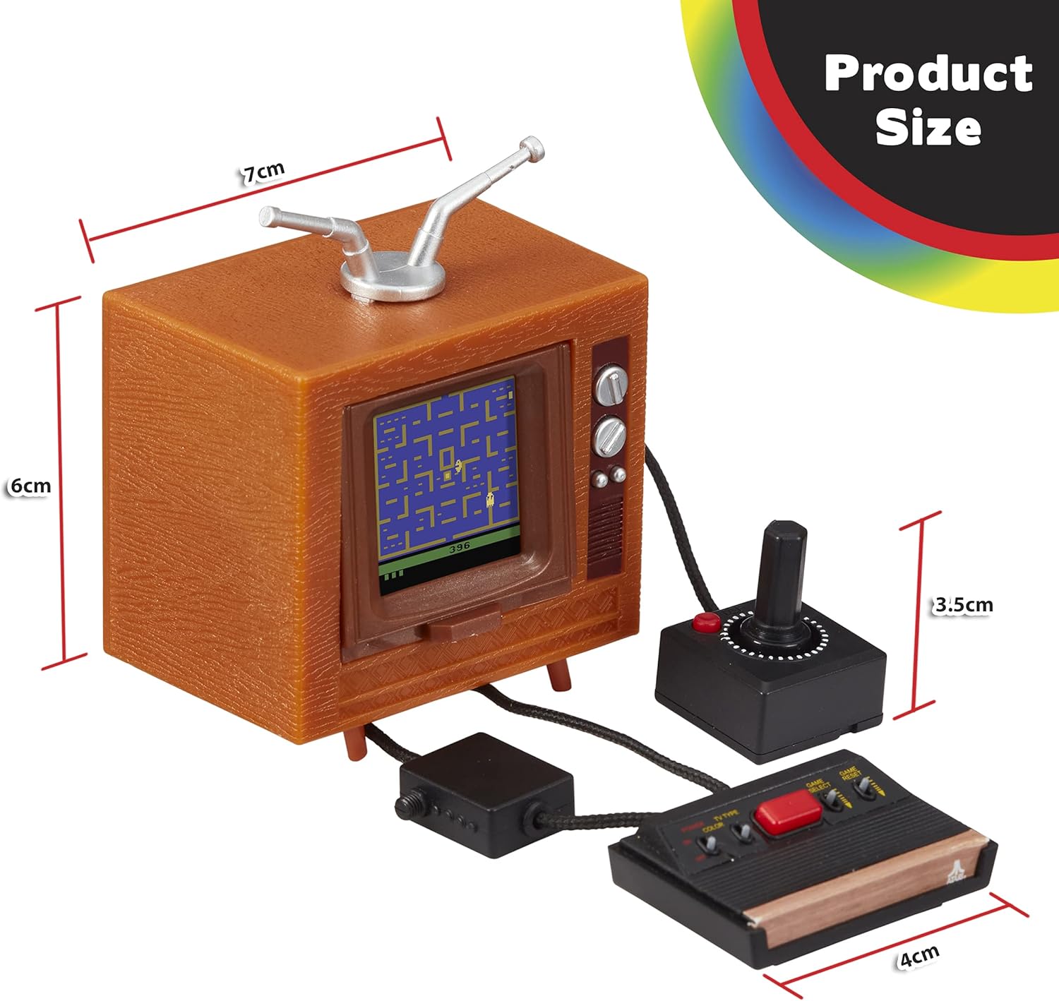 Tiny Arcade Atari 2600 3.5" Mini Retro Game - Playable Console & TV W/ Real Gameplay & Sound-10 Classic Video Games: Pac-Man, Breakout, &More(Ages 8+)
